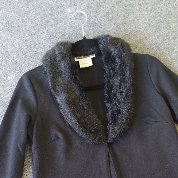 LIMITED TIME OFFER! Indication Black Faux Fur Coatwith Matching Pant - Picture 4 of 17